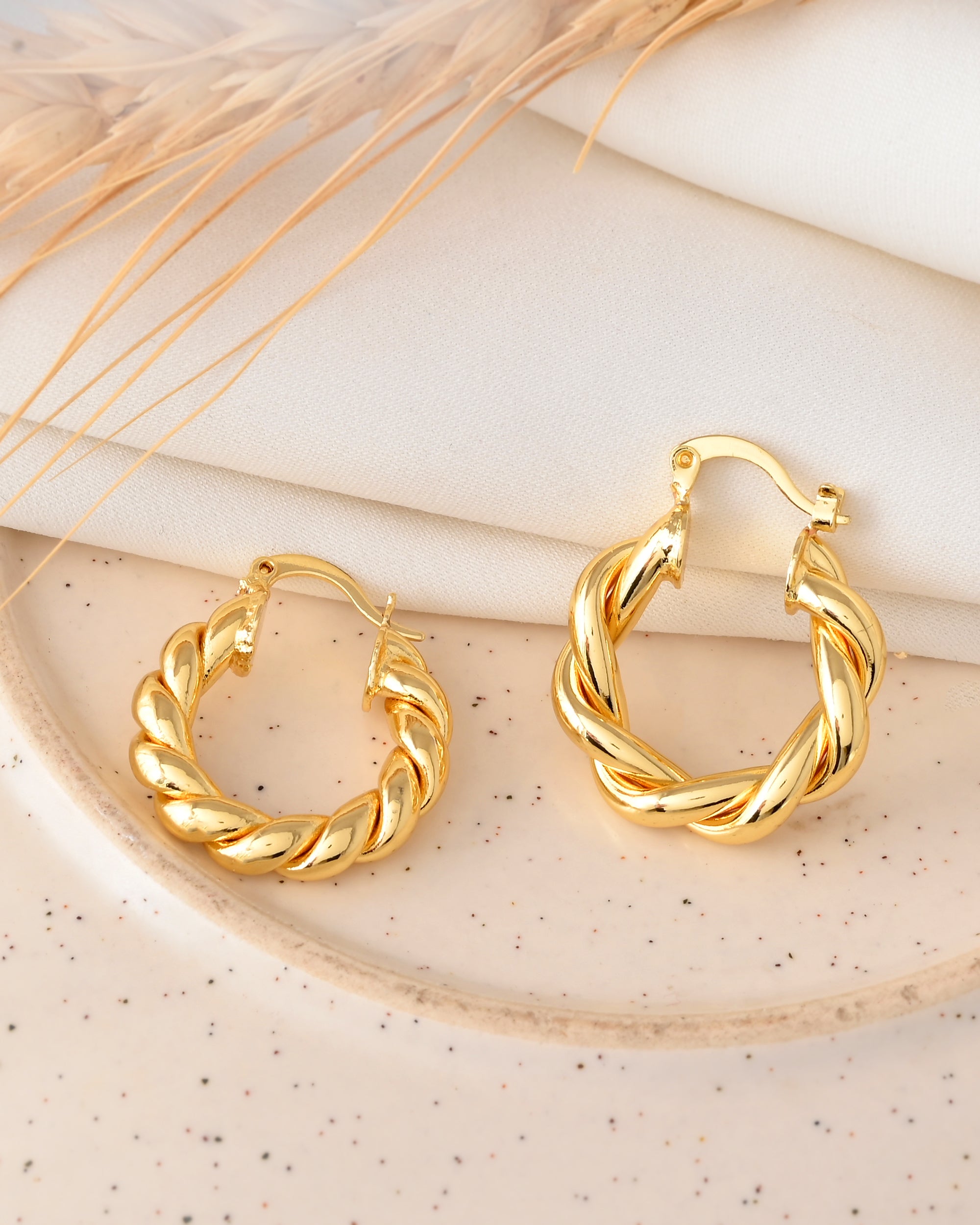 Gold-Tone Braided Hoop Earrings