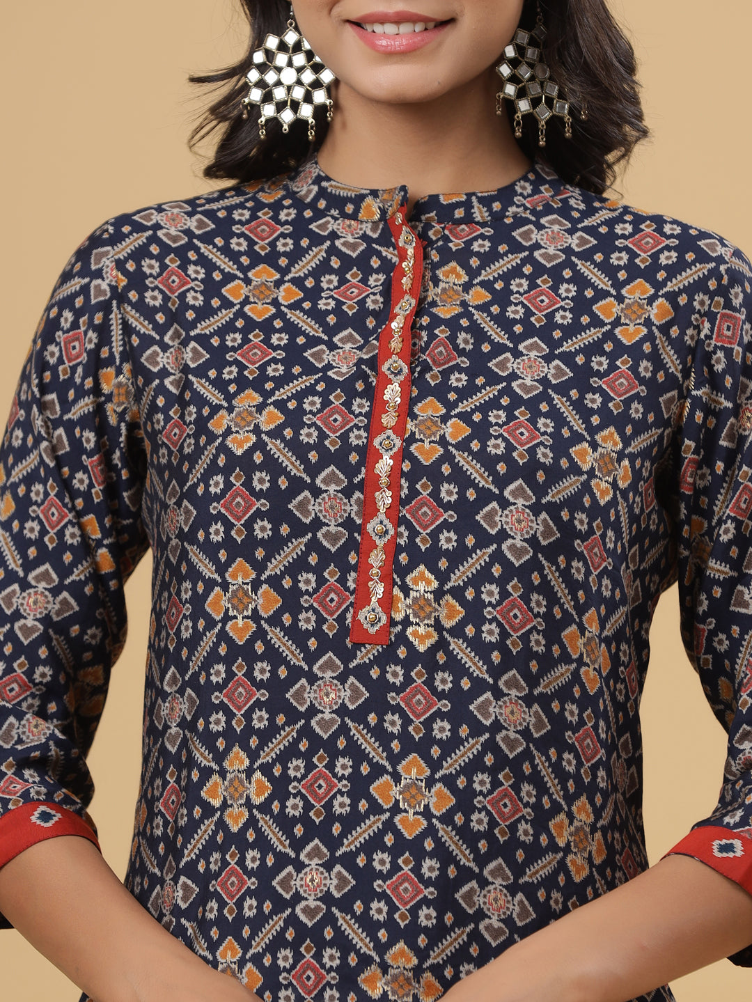Women Multicolor Cotton Blend Printed Straight Kurta