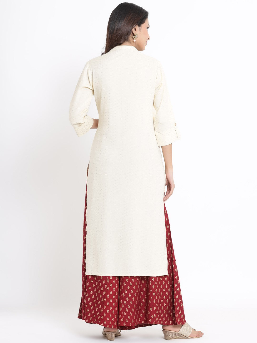 Women White Viscose Rayon Printed Straight Kurta