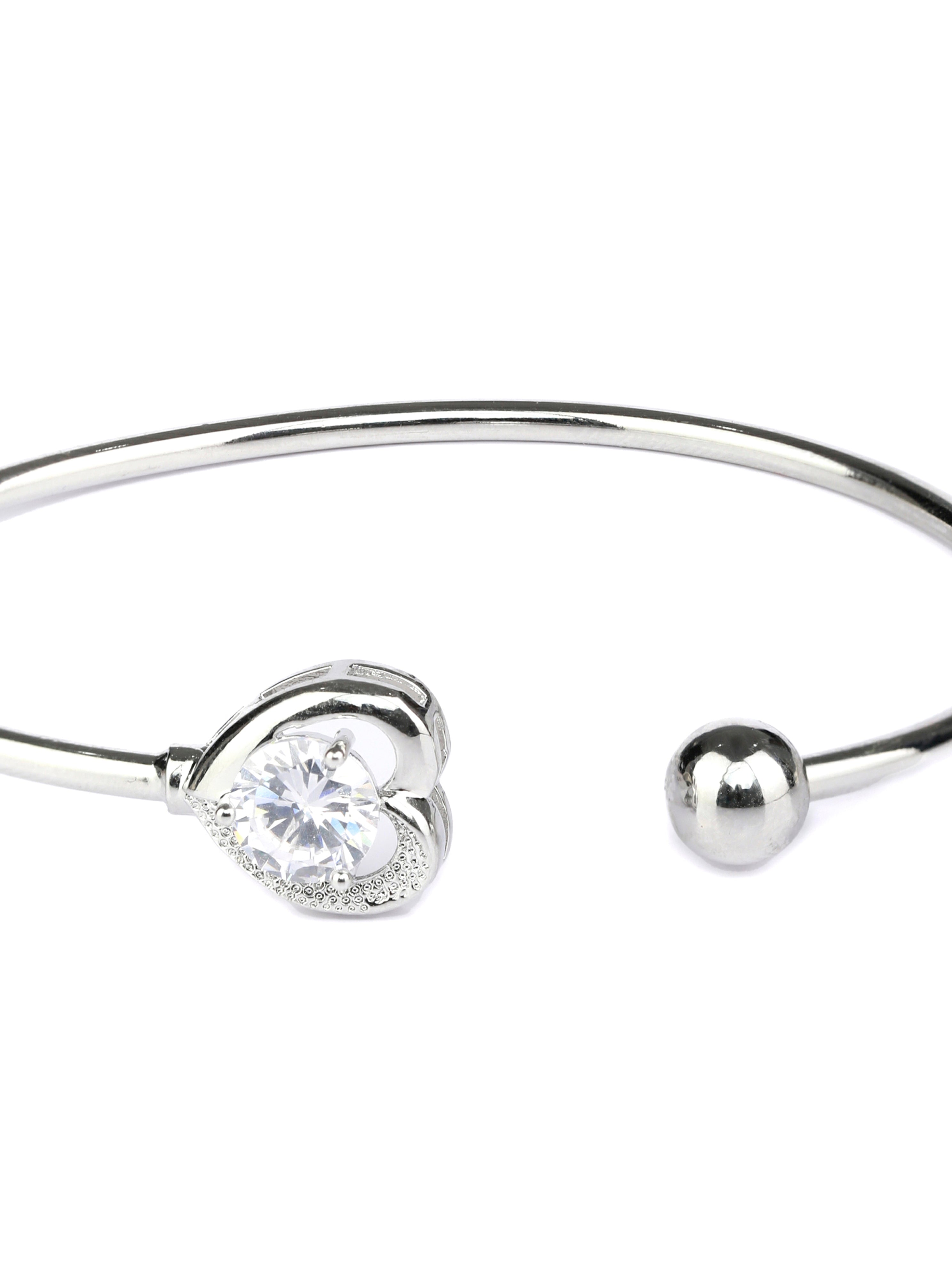 Solitaire Heart Silver Plated Bracelet - NOZ2TOZ