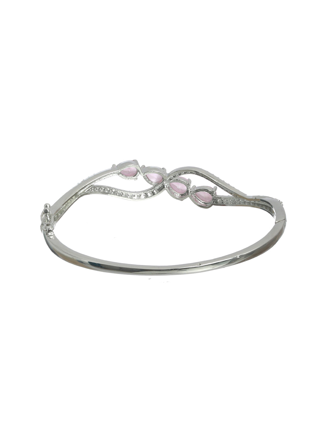 Pink Leaf American Diamond Silver Plated Bracelet - NOZ2TOZ