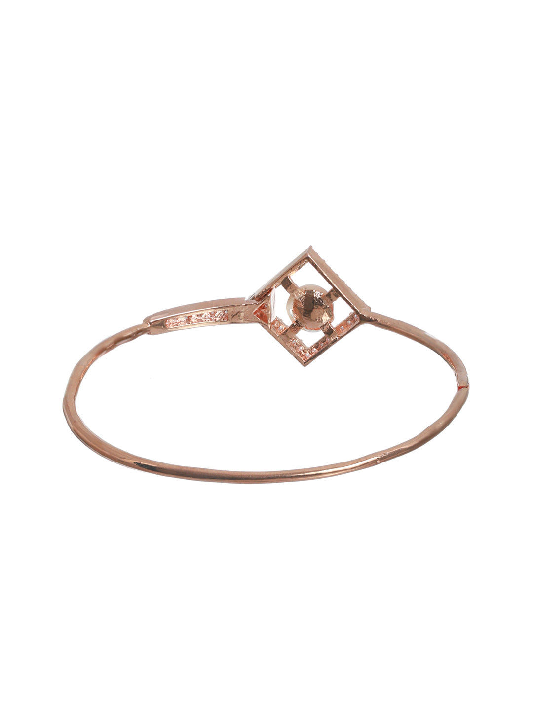 Geometric Studded Pearl Rose Gold Plated Bracelet - NOZ2TOZ