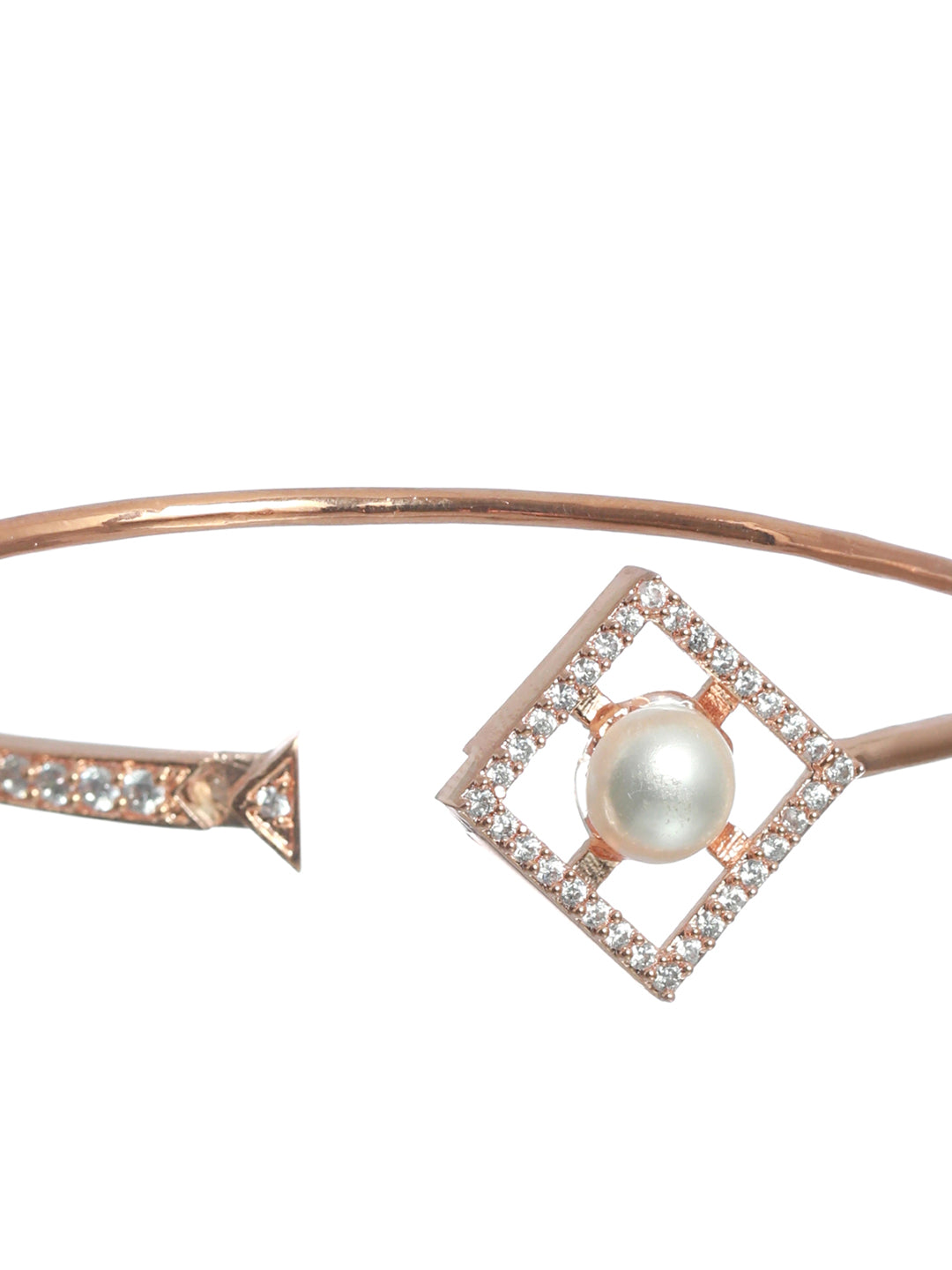 Geometric Studded Pearl Rose Gold Plated Bracelet - NOZ2TOZ
