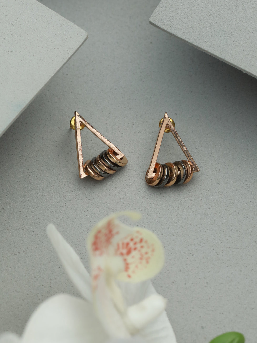 Geometric Disc Drop Rose Gold Plated Earrings - NOZ2TOZ