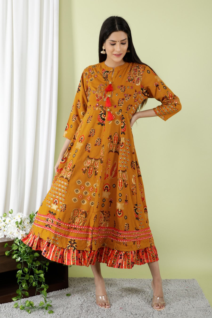Women Anarkali Style Gown With Frill