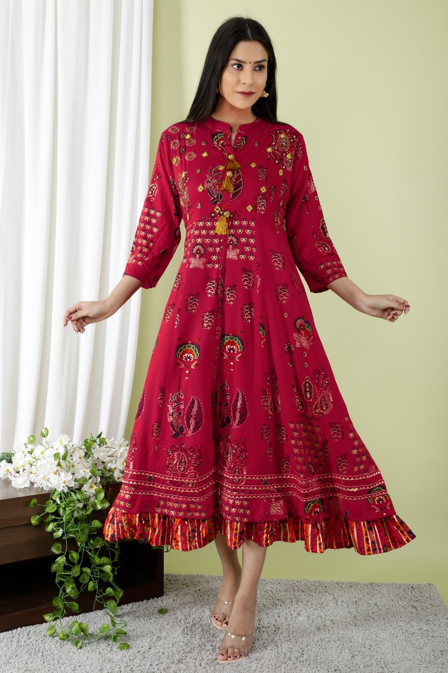 Women Anarkali Style Gown With Frill