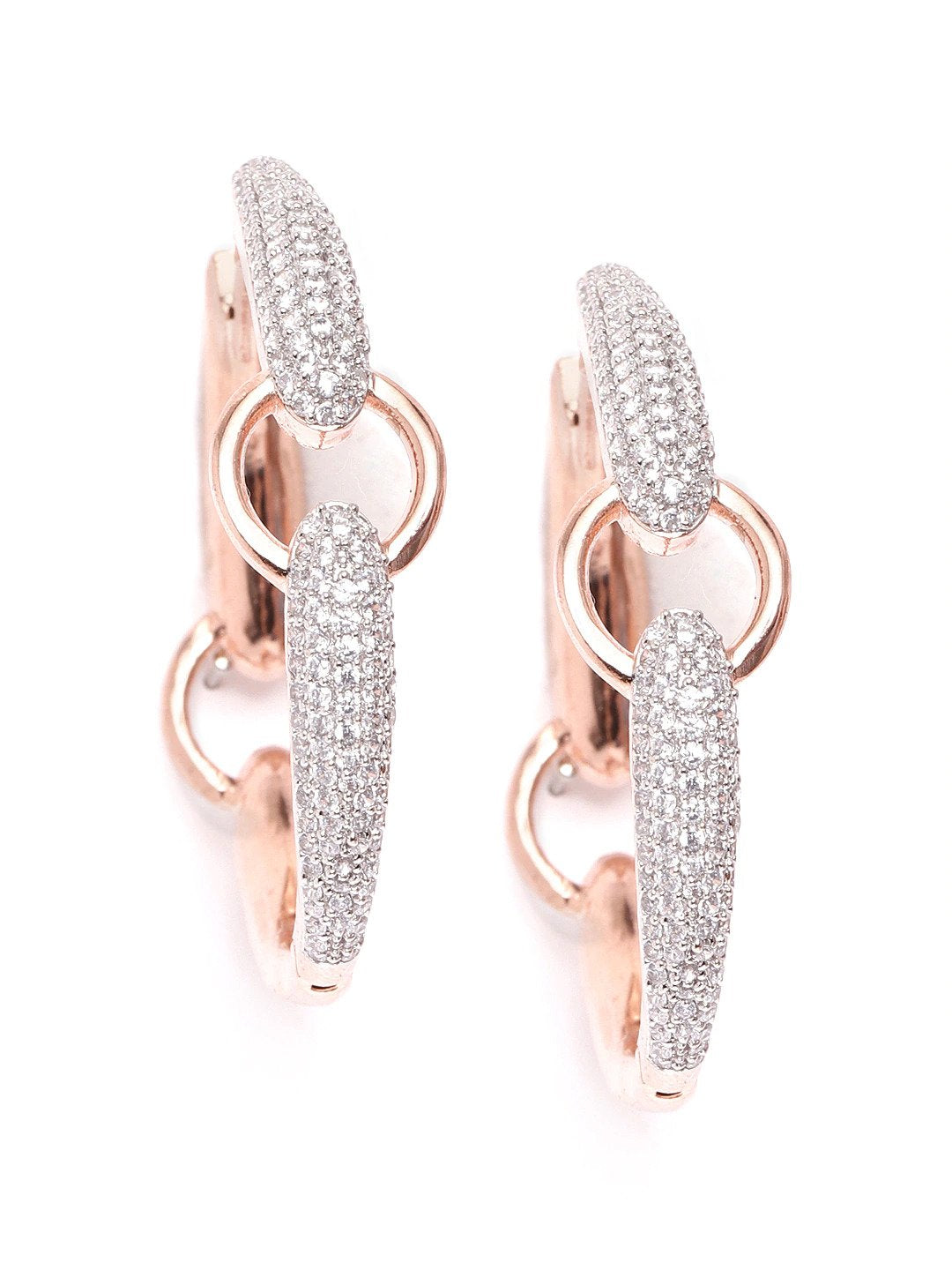 Rose Gold-Plated American Diamond Studded Hoop earrings - NOZ2TOZ