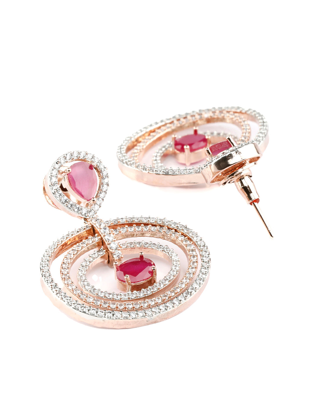 Elegant Pink America Diamond Drop Earrings - NOZ2TOZ