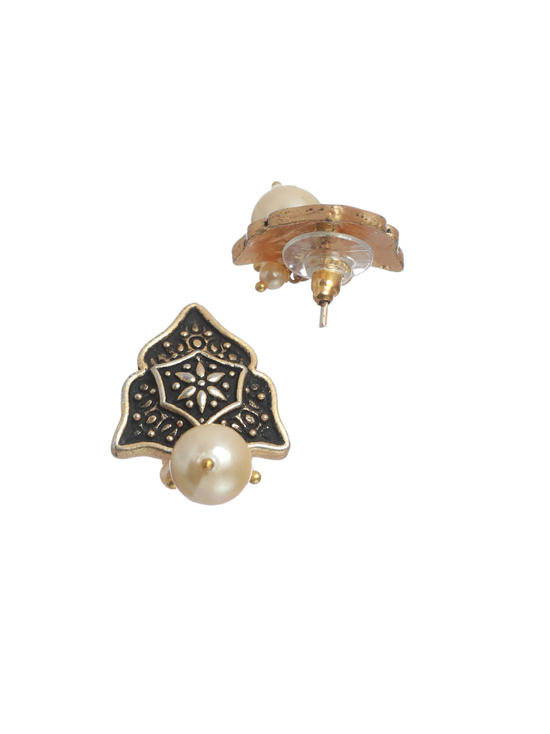 Floral Pearl Drop Gold Plated Earrings - NOZ2TOZ