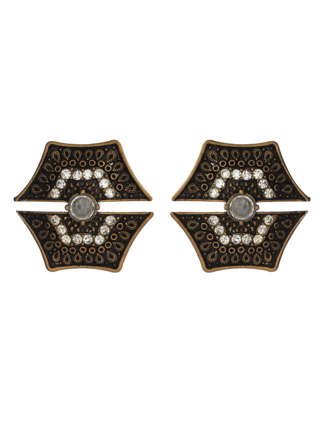Stylish Studded Floral Gold Plated Earrings - NOZ2TOZ