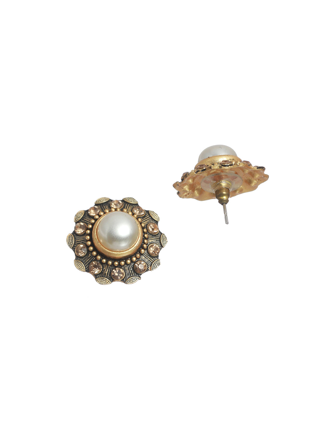 Pearl Gold Plated Stud Earrings - NOZ2TOZ