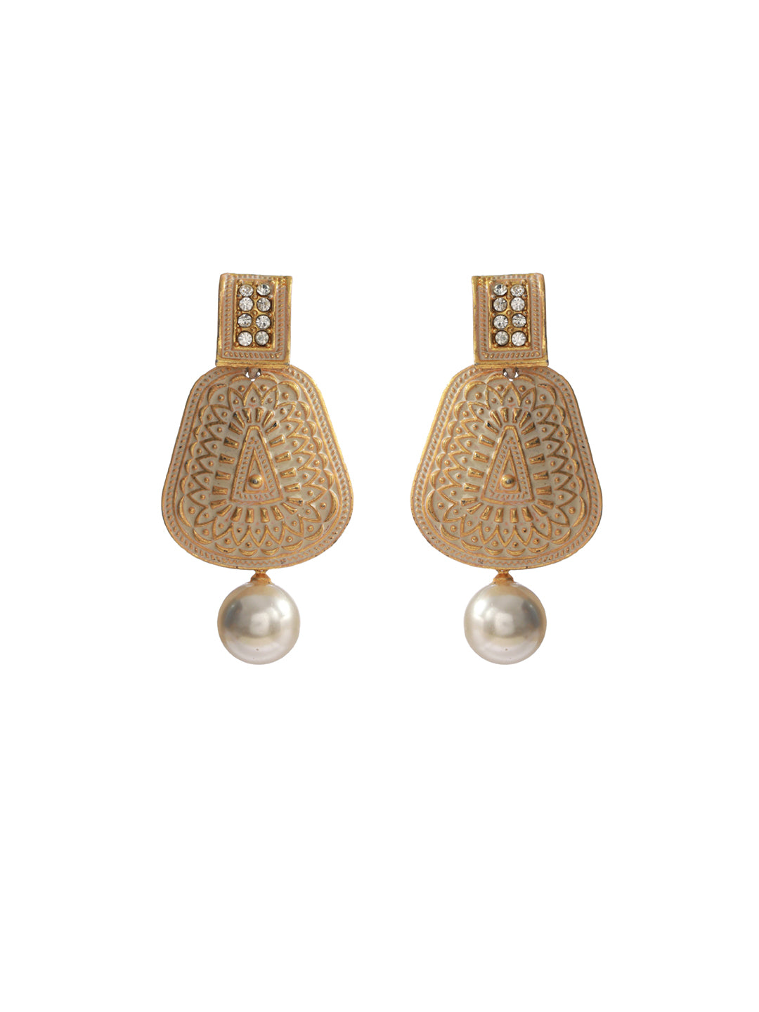 White Gold Plated Pearl Drop Earrings - NOZ2TOZ