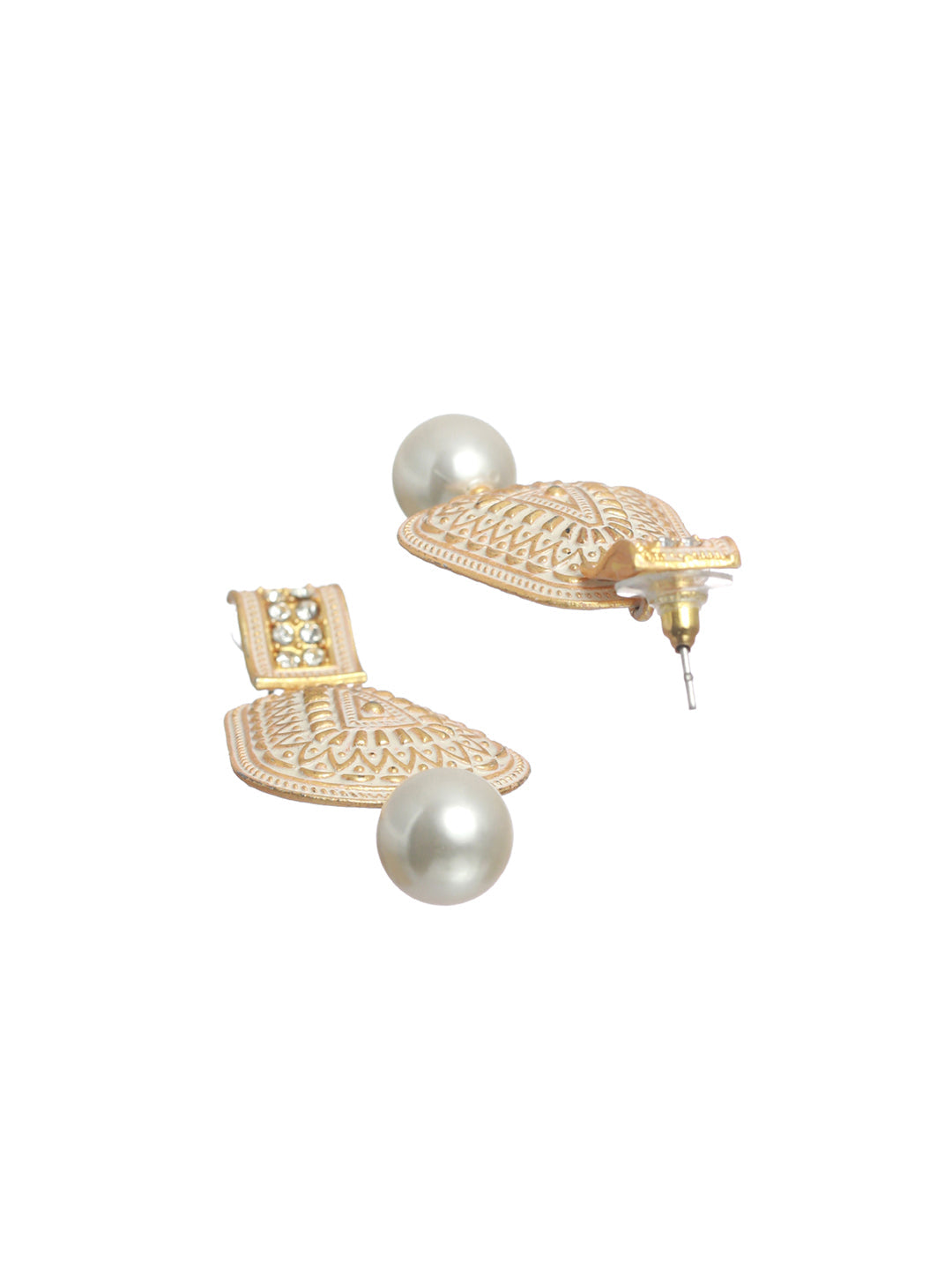 White Gold Plated Pearl Drop Earrings - NOZ2TOZ
