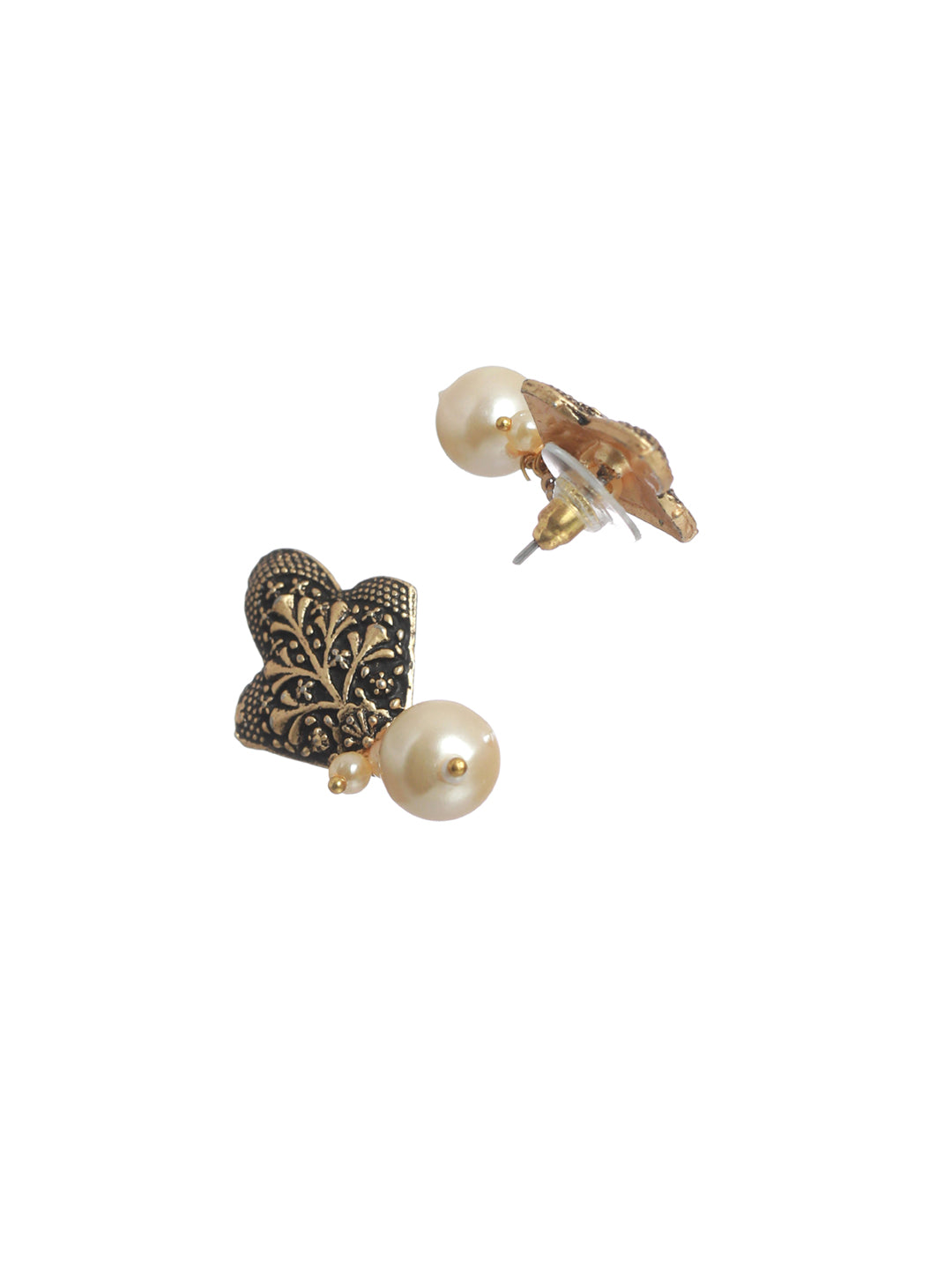 Studded Floral Gold Plated Earring Set of 3 - NOZ2TOZ