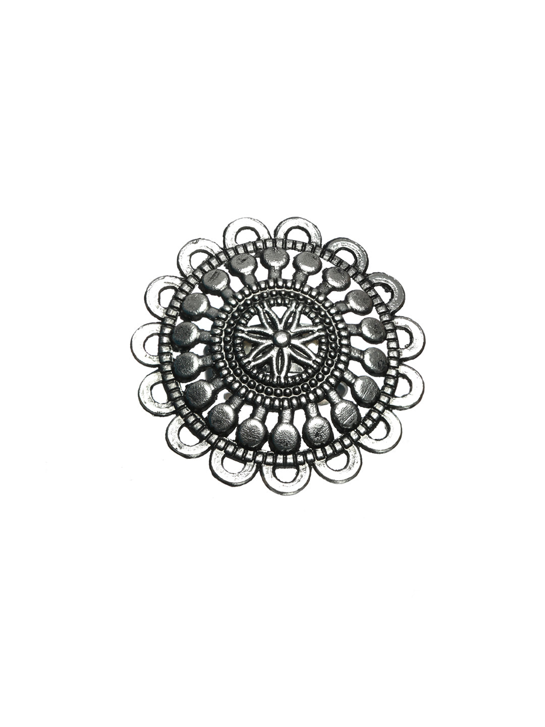 Stylish Floral Motif Oxidised Silver Earring Set - NOZ2TOZ
