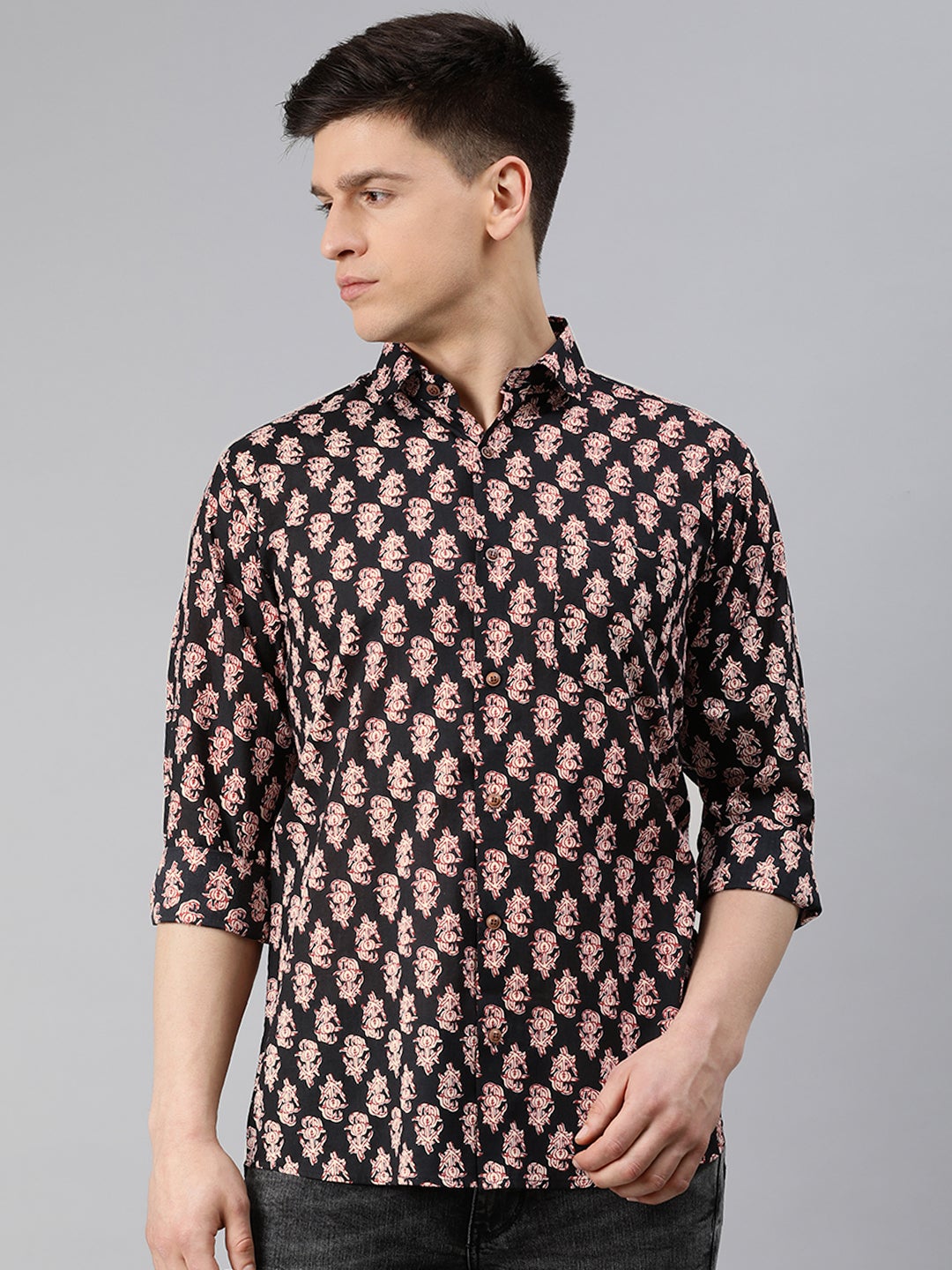 Black Cotton Full Sleeves Shirts For Men-MMF020 - NOZ2TOZ