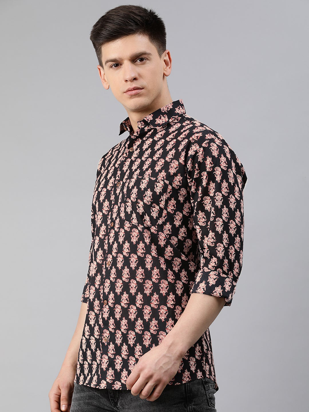 Black Cotton Full Sleeves Shirts For Men-MMF020 - NOZ2TOZ