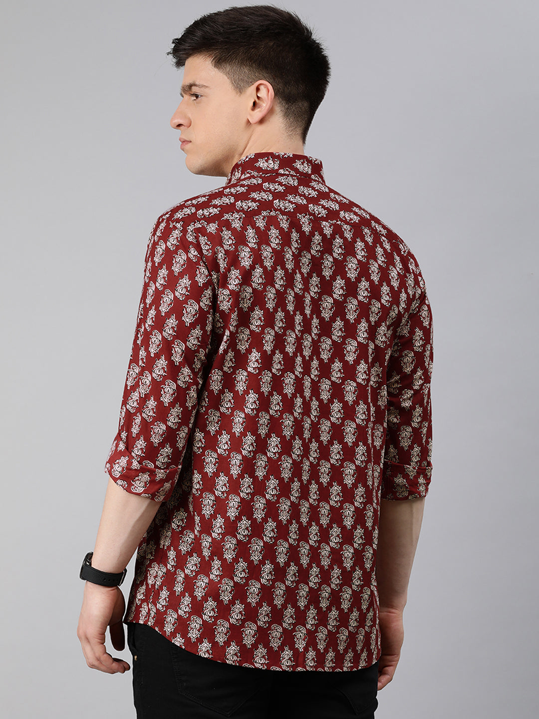 Maroon Cotton Full Sleeves Shirts For Men-MMF0204 - NOZ2TOZ