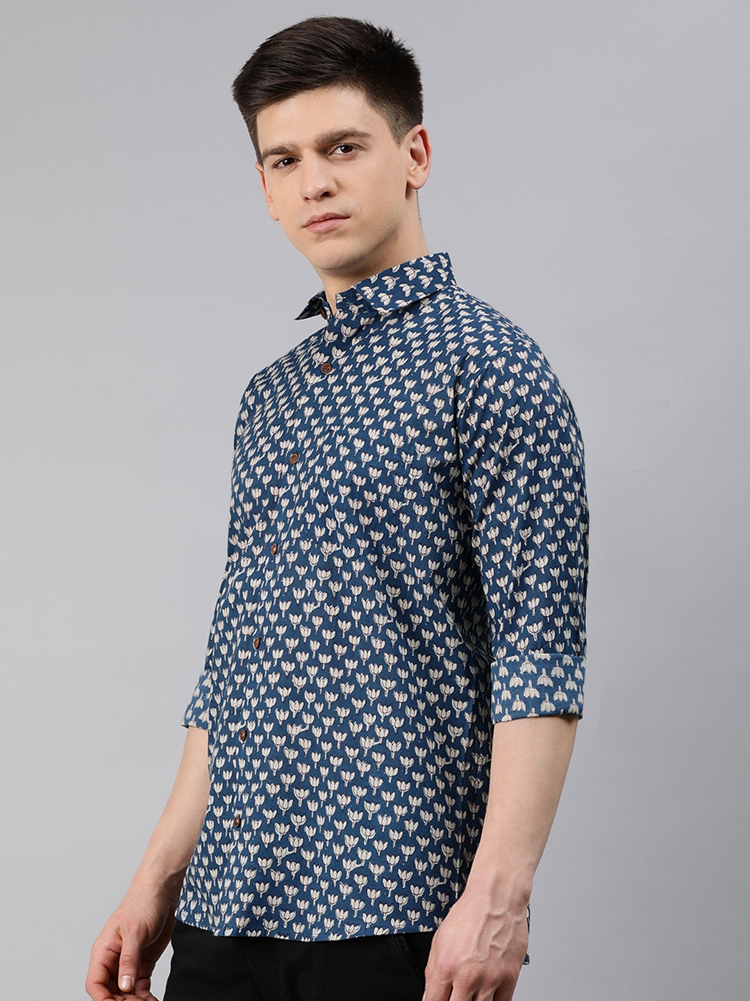 Blue Cotton Full Sleeves Shirts For Men-MMF0206 - NOZ2TOZ