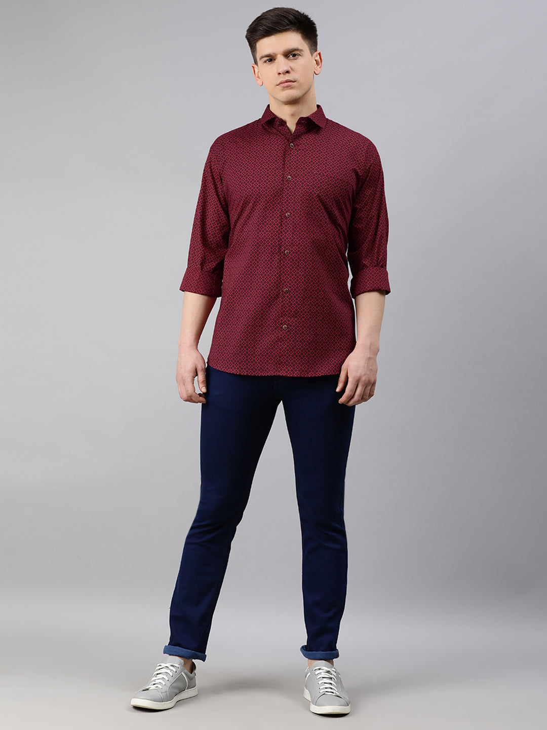 Maroon Cotton Full Sleeves Shirts For Men-MMF028 - NOZ2TOZ