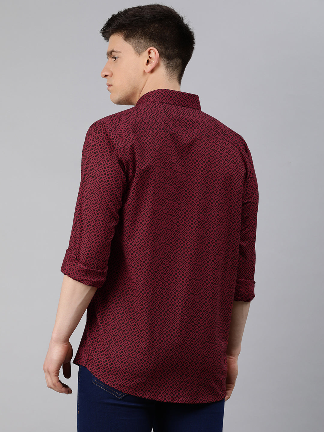 Maroon Cotton Full Sleeves Shirts For Men-MMF028 - NOZ2TOZ