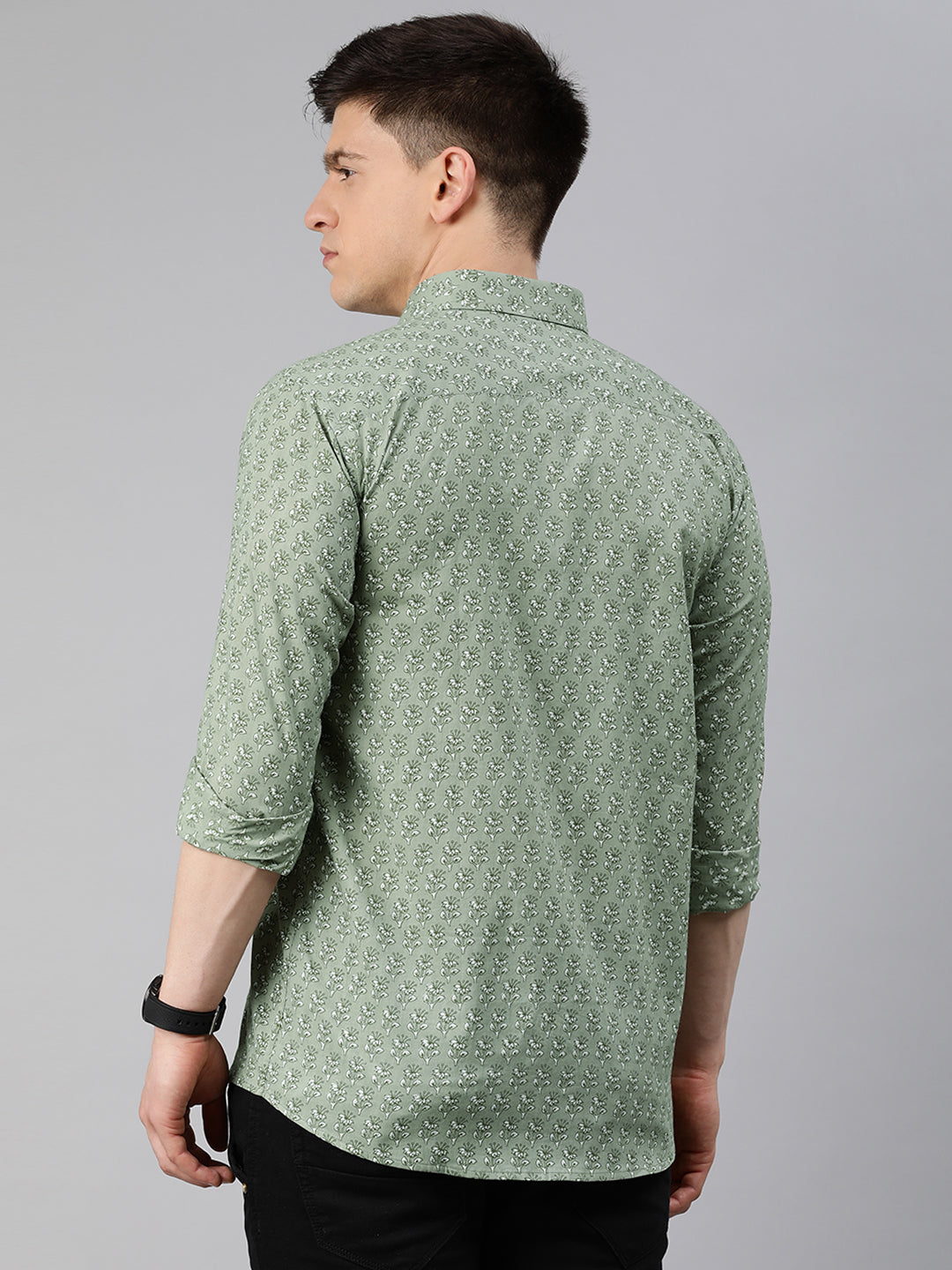 Green Cotton Full Sleeves Shirts For Men-MMF029 - NOZ2TOZ