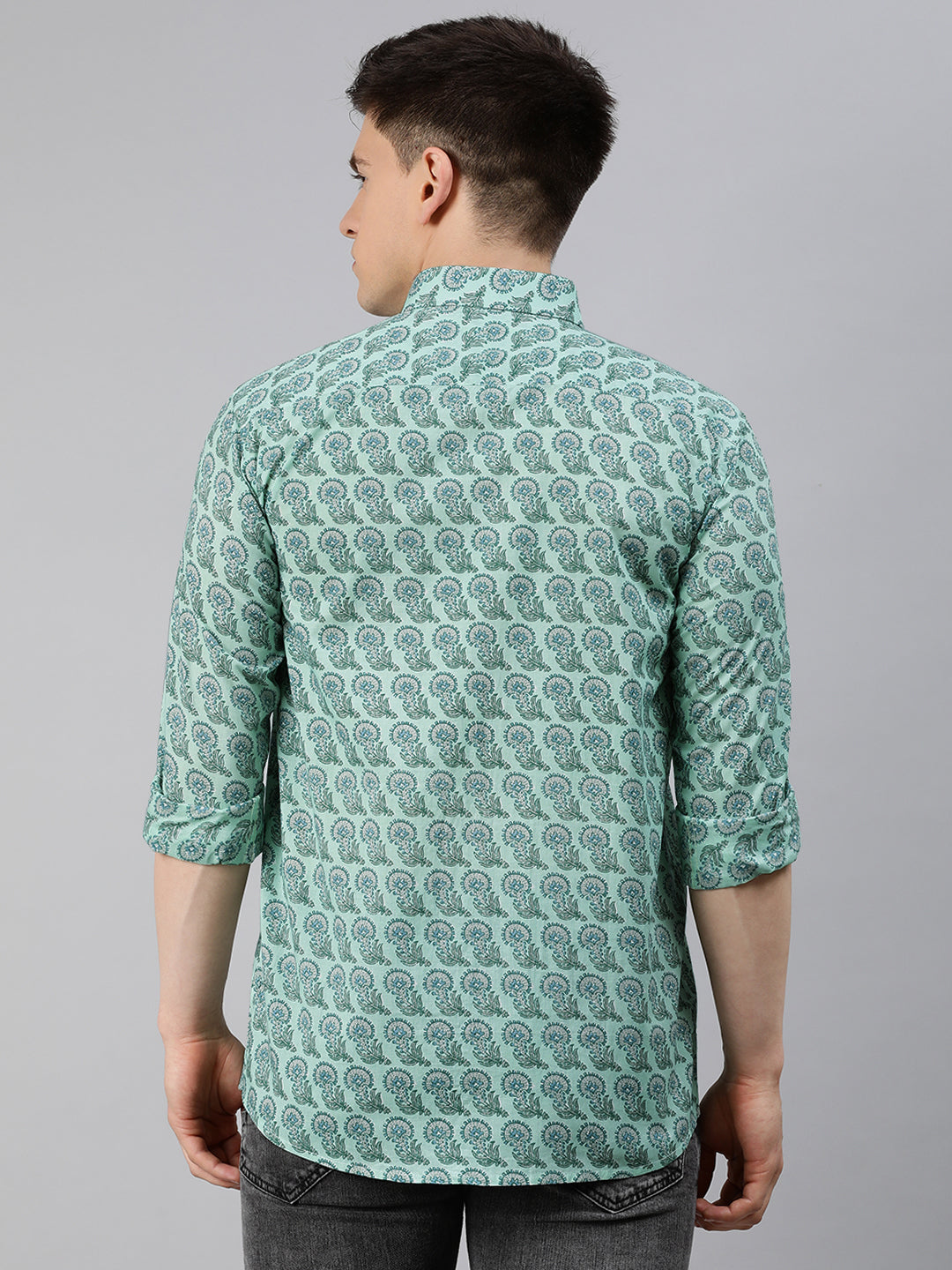 Sea Green Cotton Full Sleeves Shirts For Men-MMF0226 - NOZ2TOZ