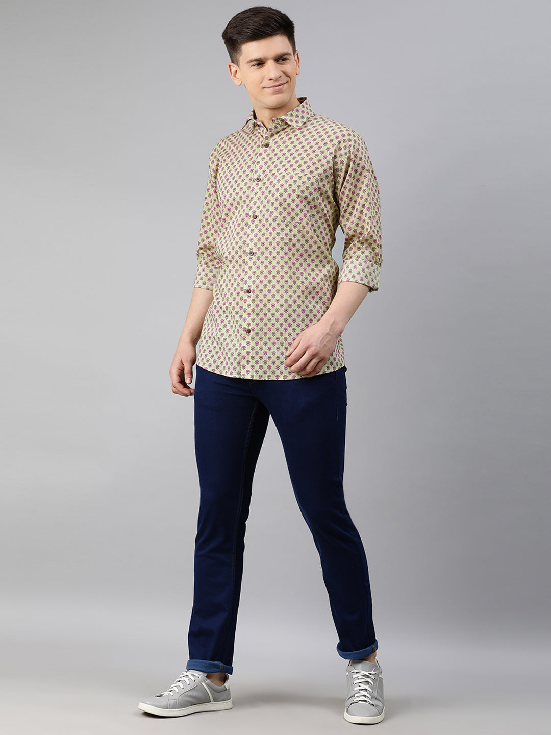 Yellow Cotton Full Sleeves Shirts For Men-MMF0229 - NOZ2TOZ