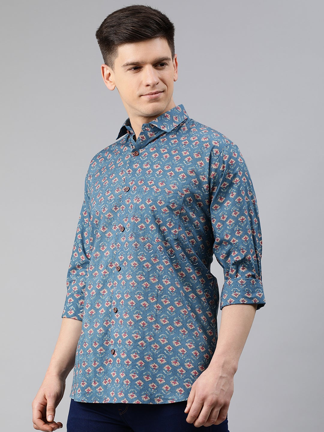 Blue Cotton Full Sleeves Shirts For Men-MMF0233 - NOZ2TOZ