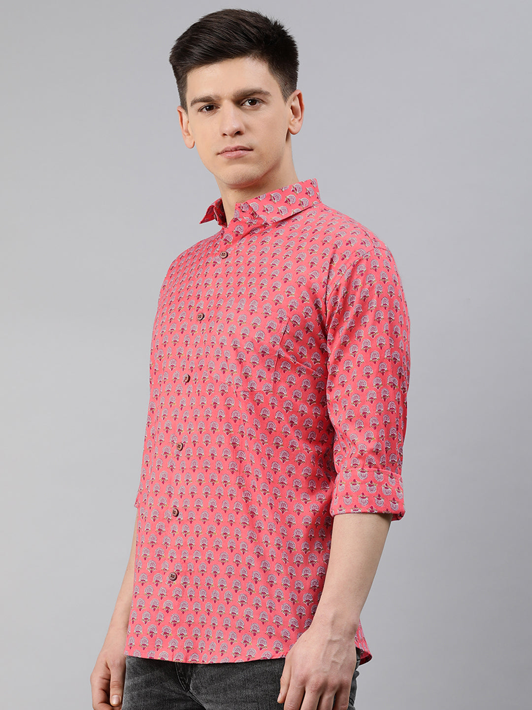 Pink Cotton Full Sleeves Shirts For Men-MMF0235 - NOZ2TOZ
