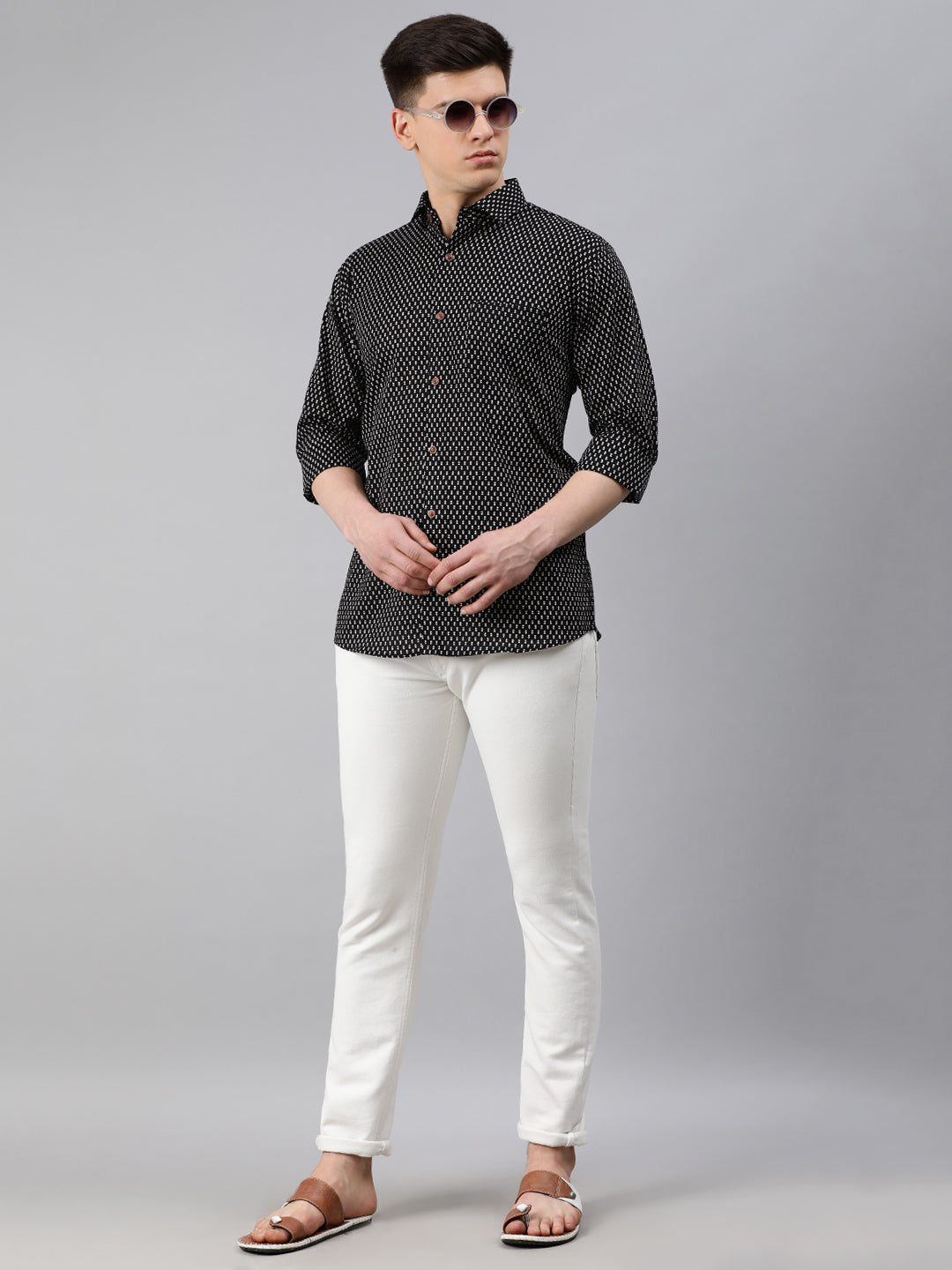Black Cotton Full Sleeves Shirts For Men-MMF0236 - NOZ2TOZ