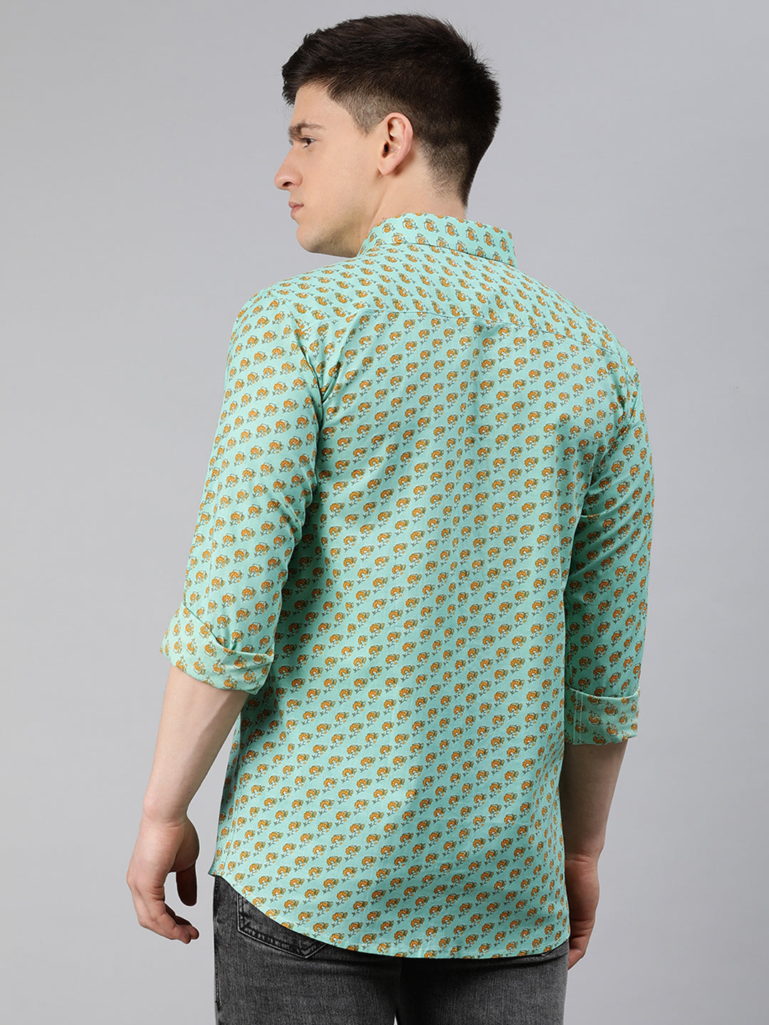 Sea Green Cotton Full Sleeves Shirts For Men-MMF0237 - NOZ2TOZ