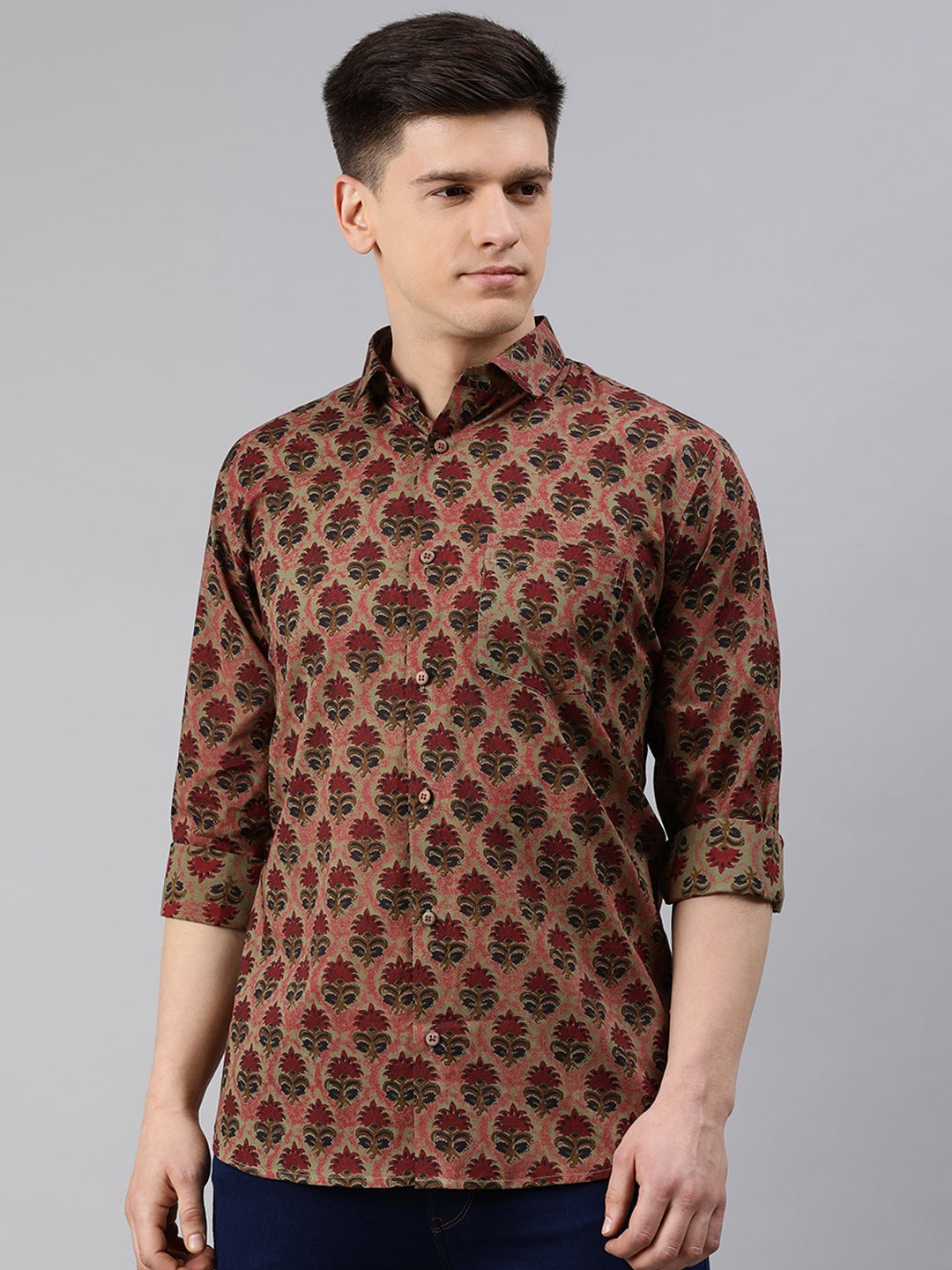 Brown Cotton Full Sleeves Shirts For Men-MMF0245 - NOZ2TOZ