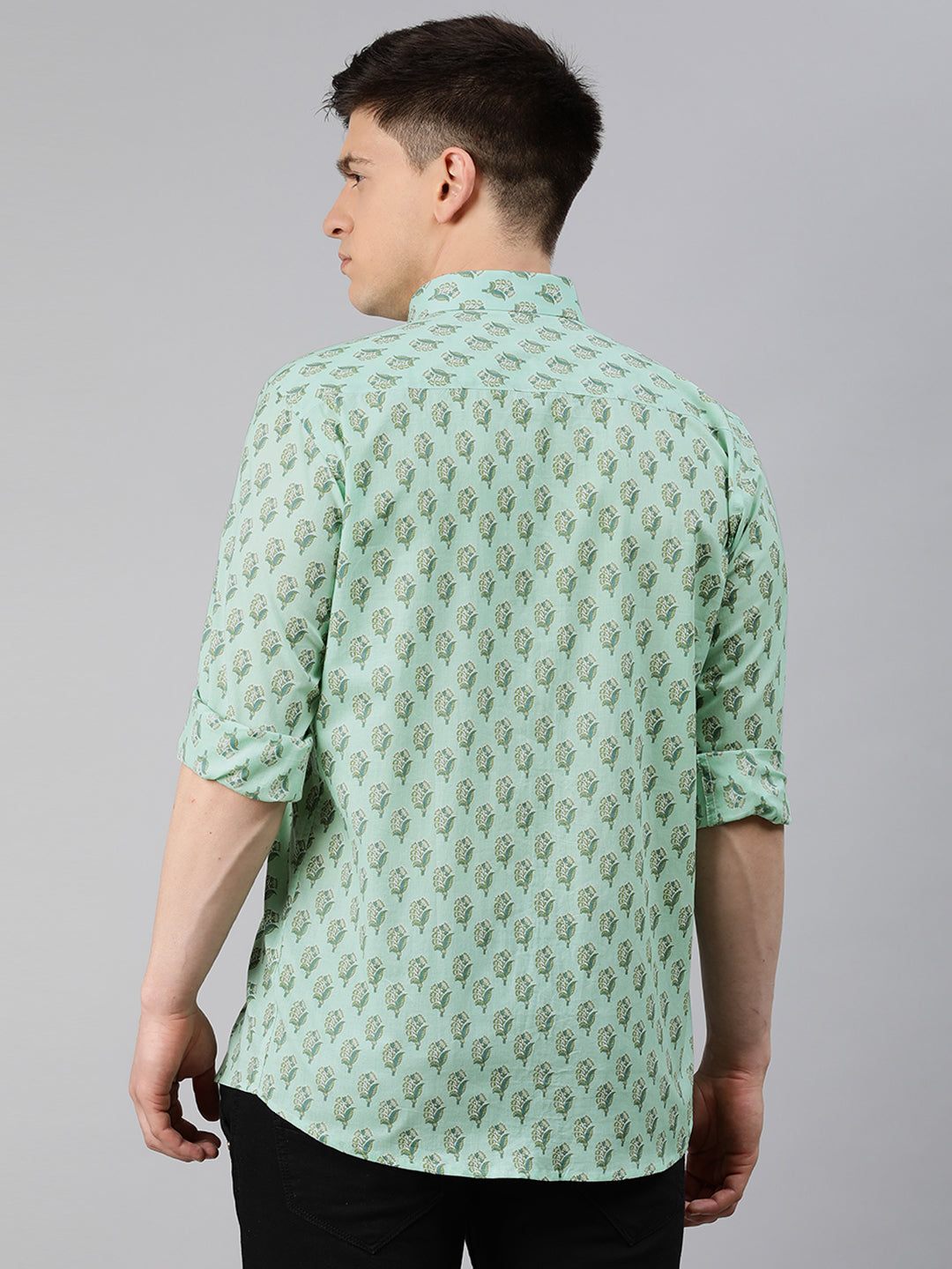 Sea Green Cotton Full Sleeves Shirts For Men-MMF0247 - NOZ2TOZ