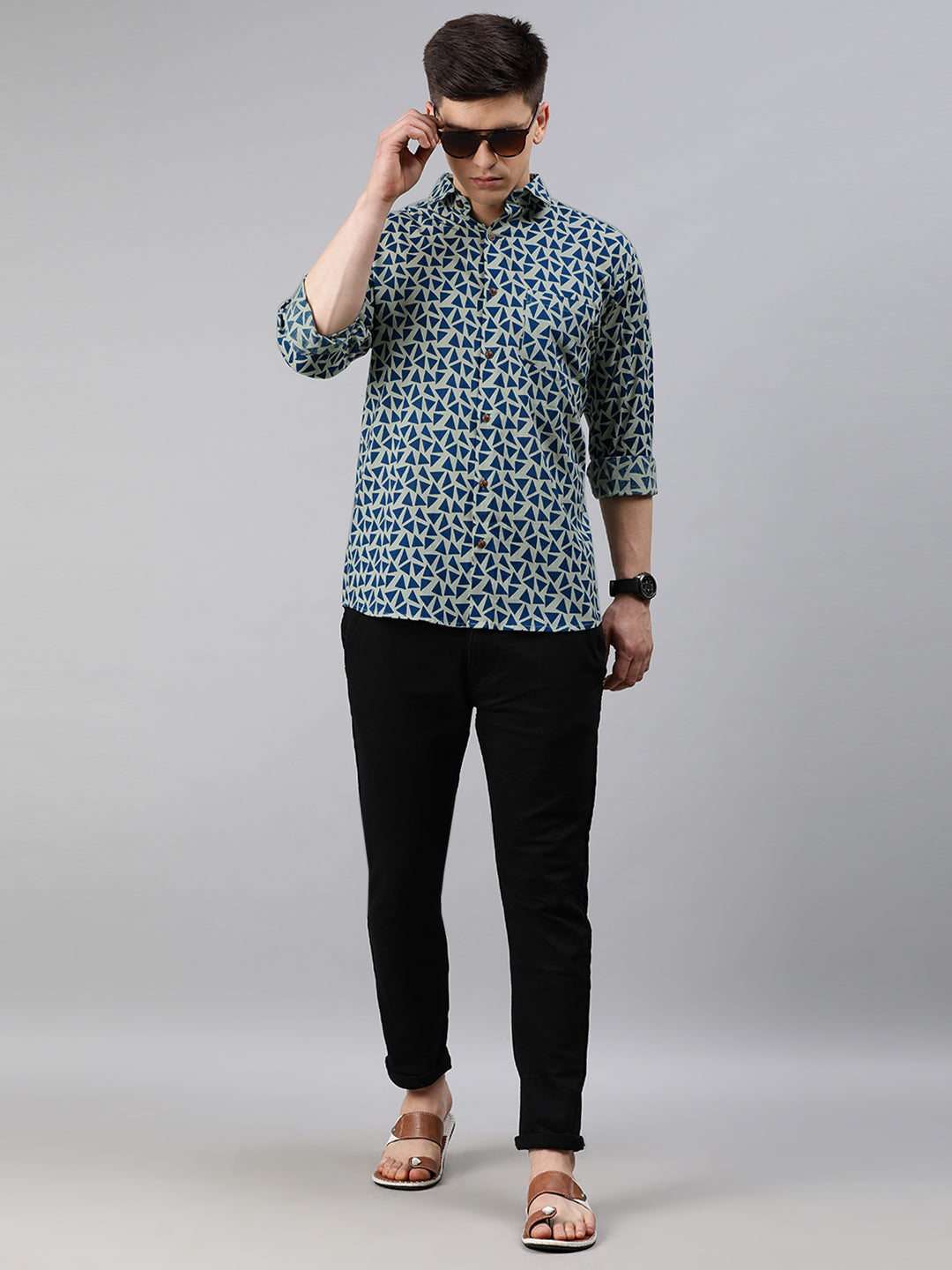 Blue Cotton Full Sleeves Shirts For Men-MMF0248 - NOZ2TOZ