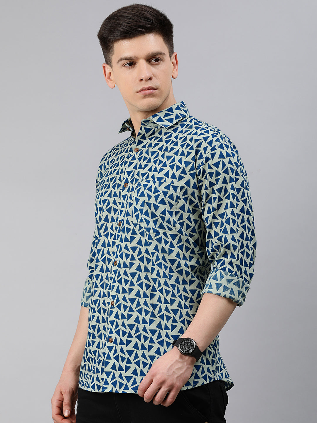 Blue Cotton Full Sleeves Shirts For Men-MMF0248 - NOZ2TOZ