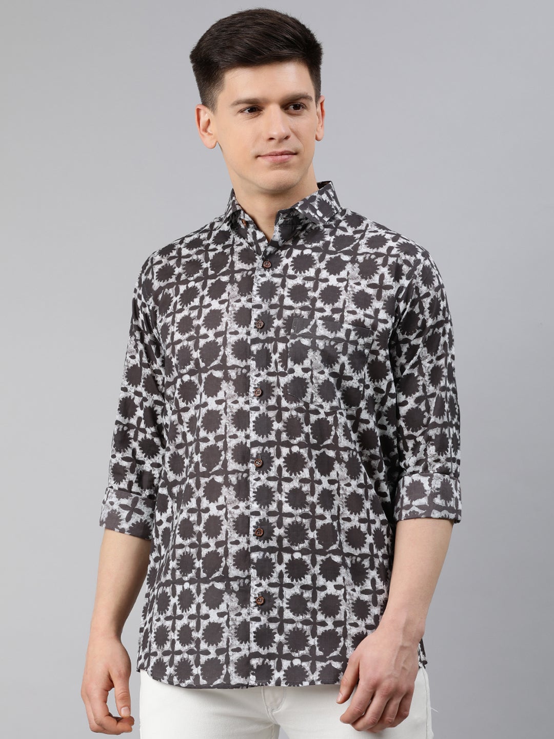 Brown Cotton Full Sleeves Shirts For Men-MMF0250 - NOZ2TOZ