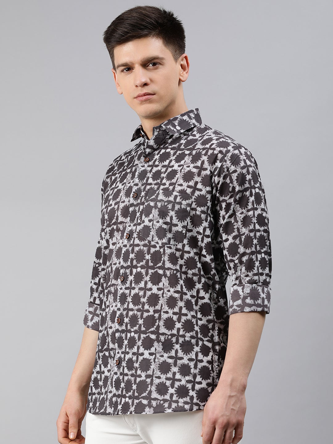 Brown Cotton Full Sleeves Shirts For Men-MMF0250 - NOZ2TOZ