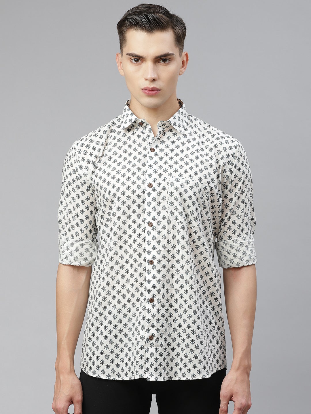Millennial Men White Cotton Full Sleeves Shirt-MMF0253 - NOZ2TOZ