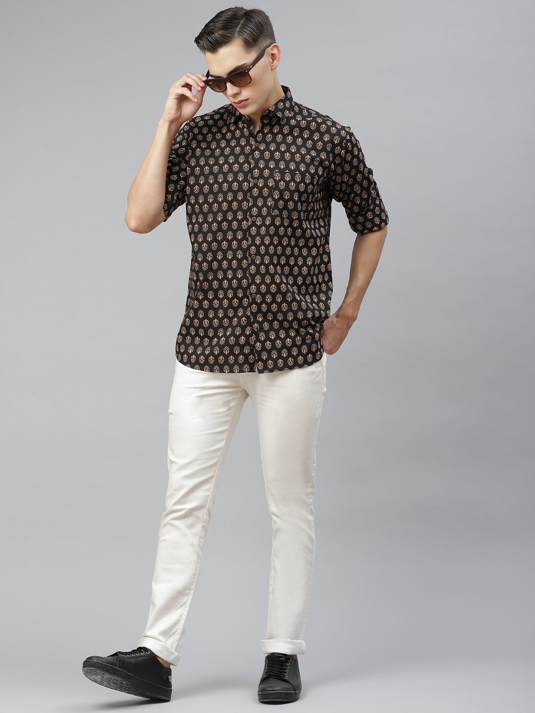 Millennial Men Black Cotton Full Sleeves Shirt-MMF0259 - NOZ2TOZ