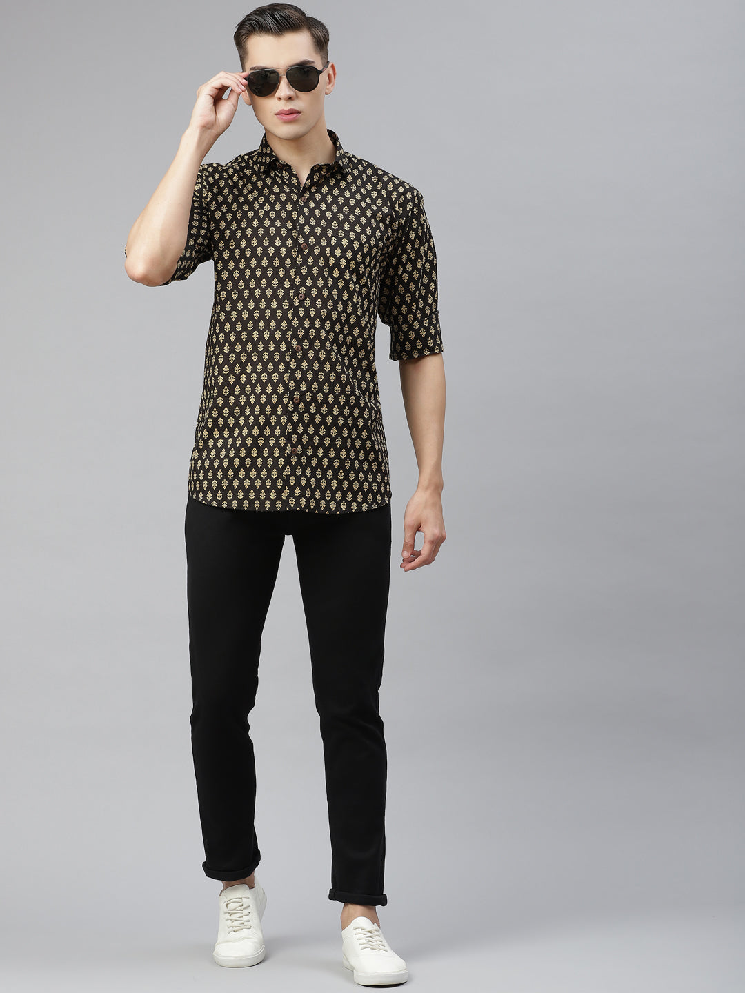 Millennial Men Black Cotton Full Sleeves Shirt-MMF0263 - NOZ2TOZ