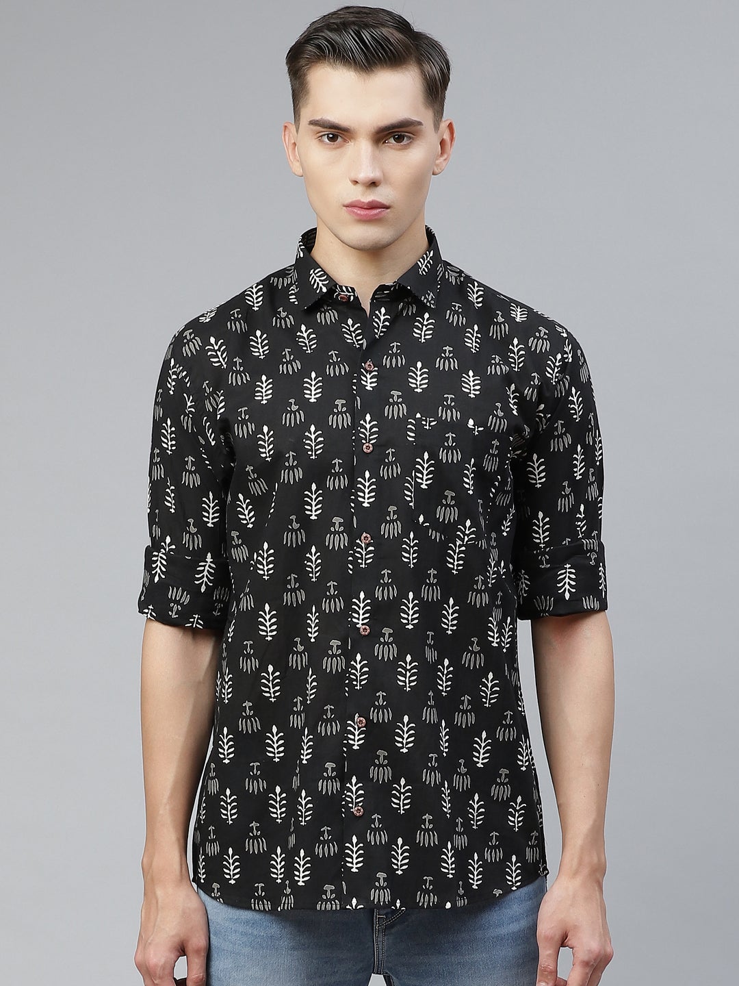 Millennial Men Black Cotton Full Sleeves Shirt-MMF0265 - NOZ2TOZ