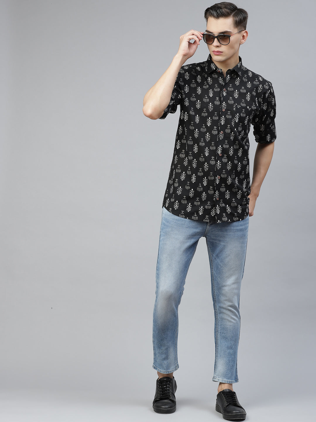 Millennial Men Black Cotton Full Sleeves Shirt-MMF0265 - NOZ2TOZ