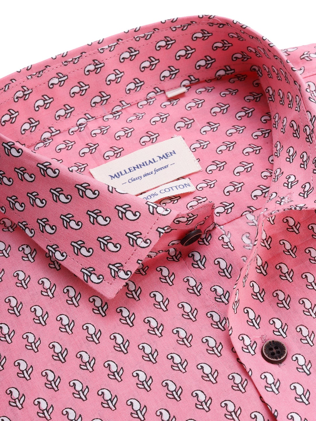 Pink Cotton Short Sleeves Shirts For Men-MMH025 - NOZ2TOZ