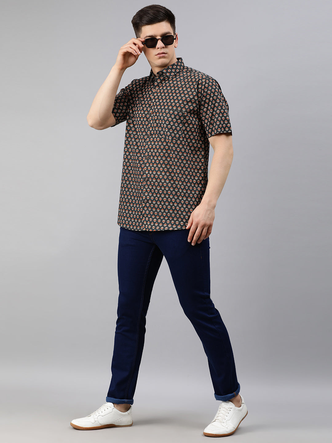 Gray Cotton Short Sleeves Shirts For Men-MMH027 - NOZ2TOZ