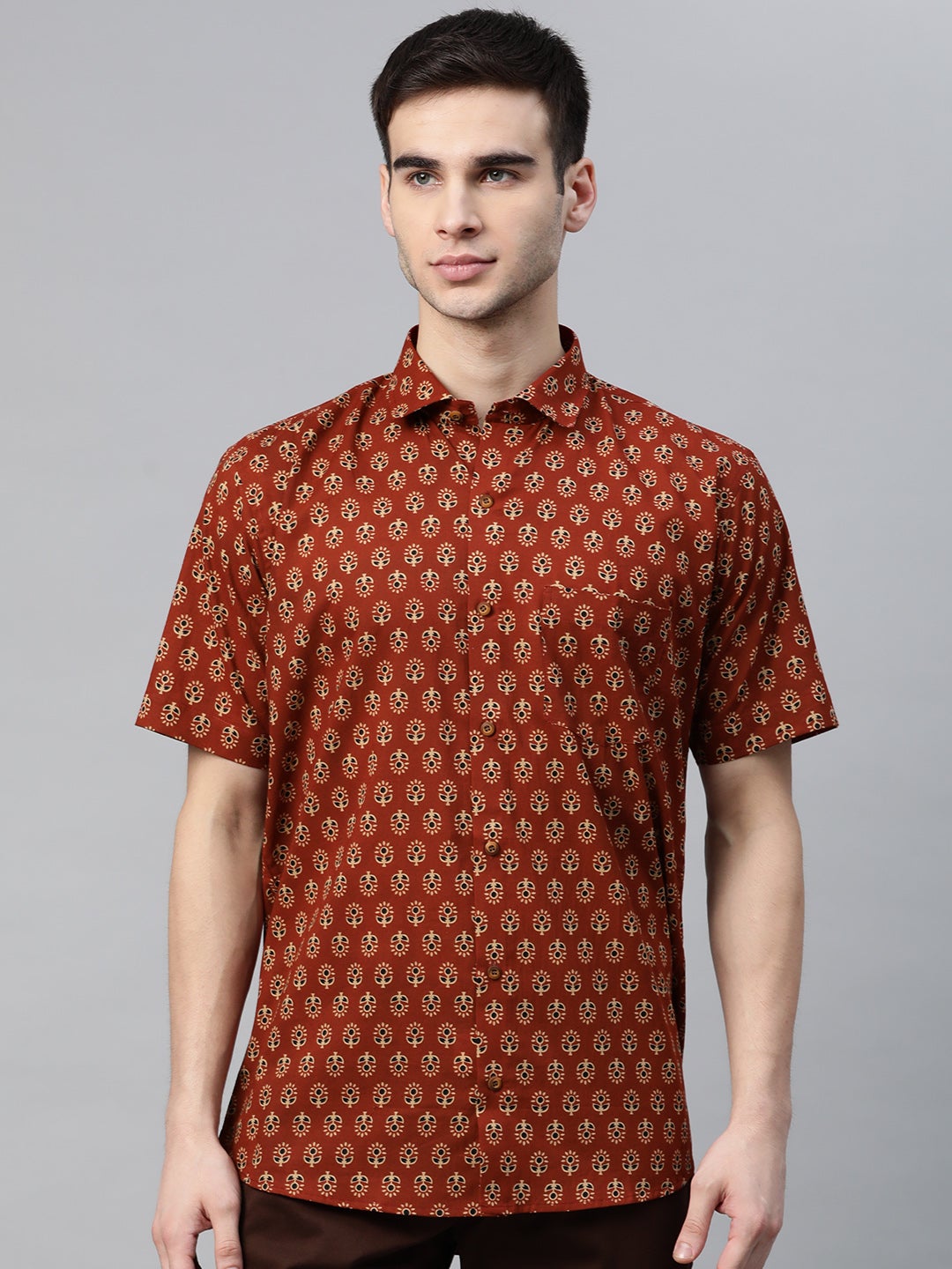 Millennial Men Maroon Cotton Half Sleeves Shirt-MMH062 - NOZ2TOZ