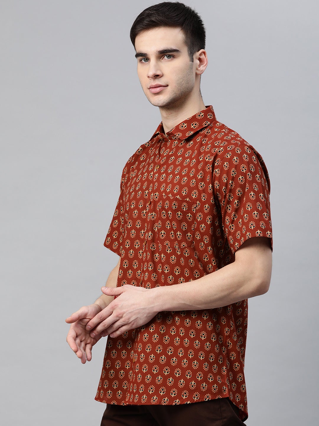 Millennial Men Maroon Cotton Half Sleeves Shirt-MMH062 - NOZ2TOZ