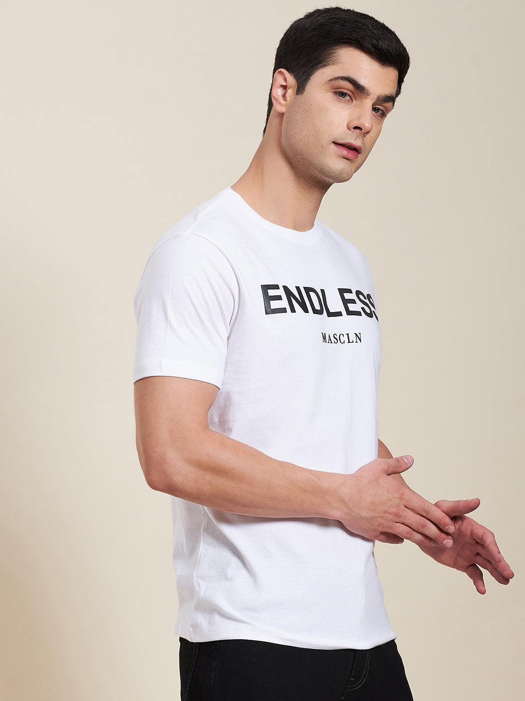 N2Z2TOZ - Men White ENDLESS Regular Fit T-Shirt