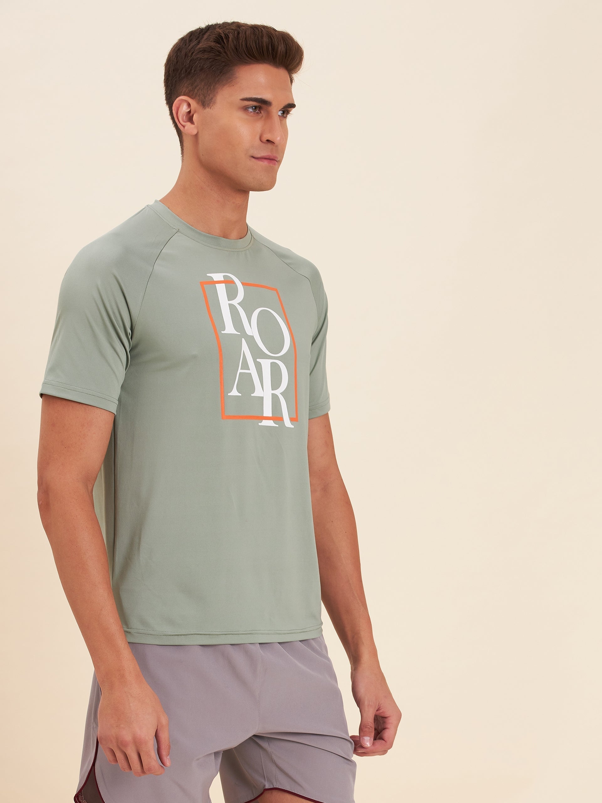 Men Light Olive ROAR Dry Fit Raglan T-Shirt - NOZ2TOZ