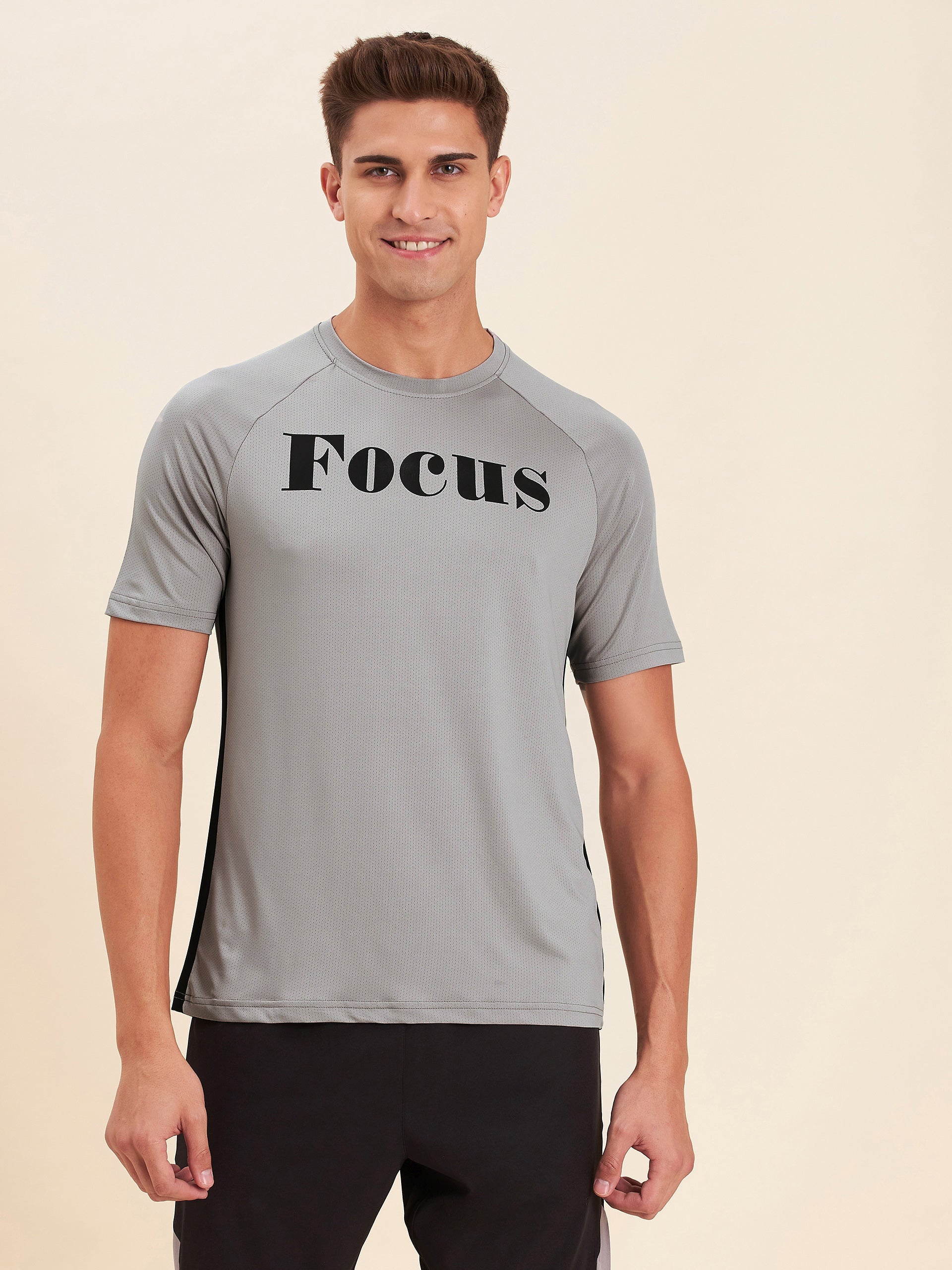 Men Grey FOCUS Dry Fit T-Shirt - NOZ2TOZ